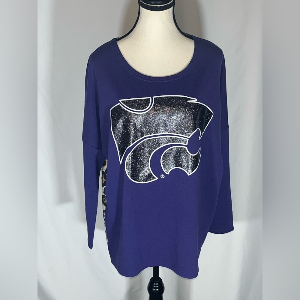 Gameday Couture Kansas State Wildcats Shirt Glittery Front  & Leopard Print Back